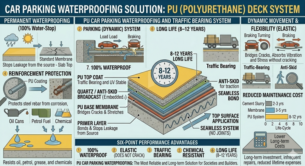 Car parking leakage never stops until the waterproofing