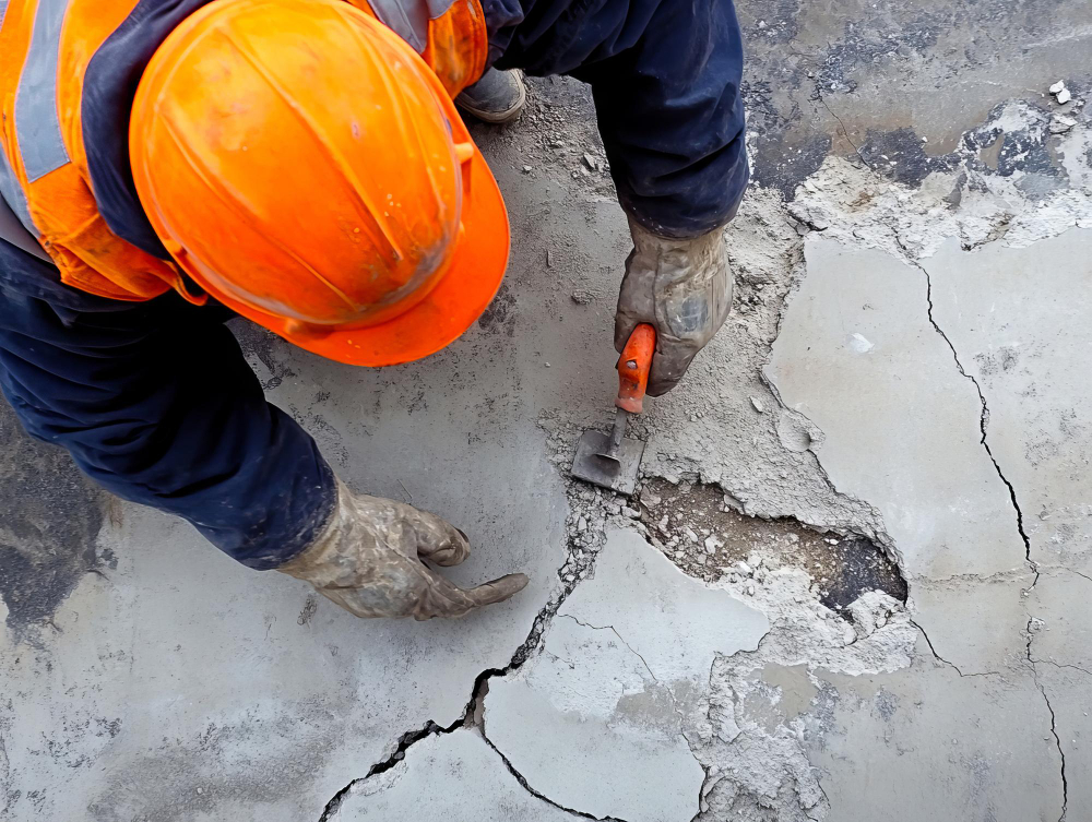 Warehouse concrete floor crack repair for forklift movement areas