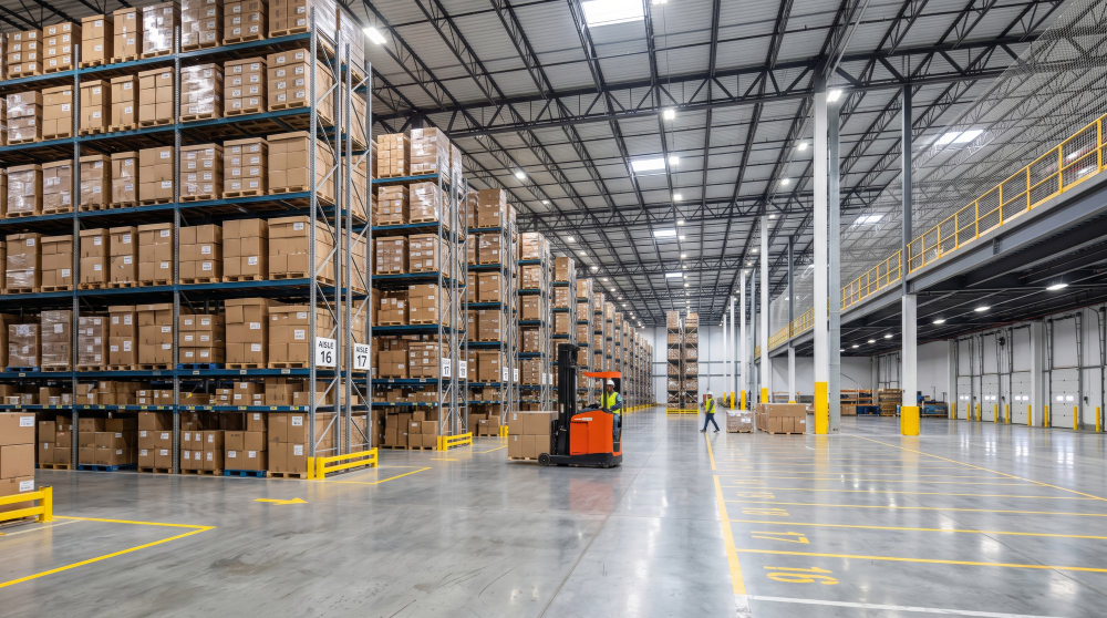 Heavy machinery factory flooring in a manufacturing plant