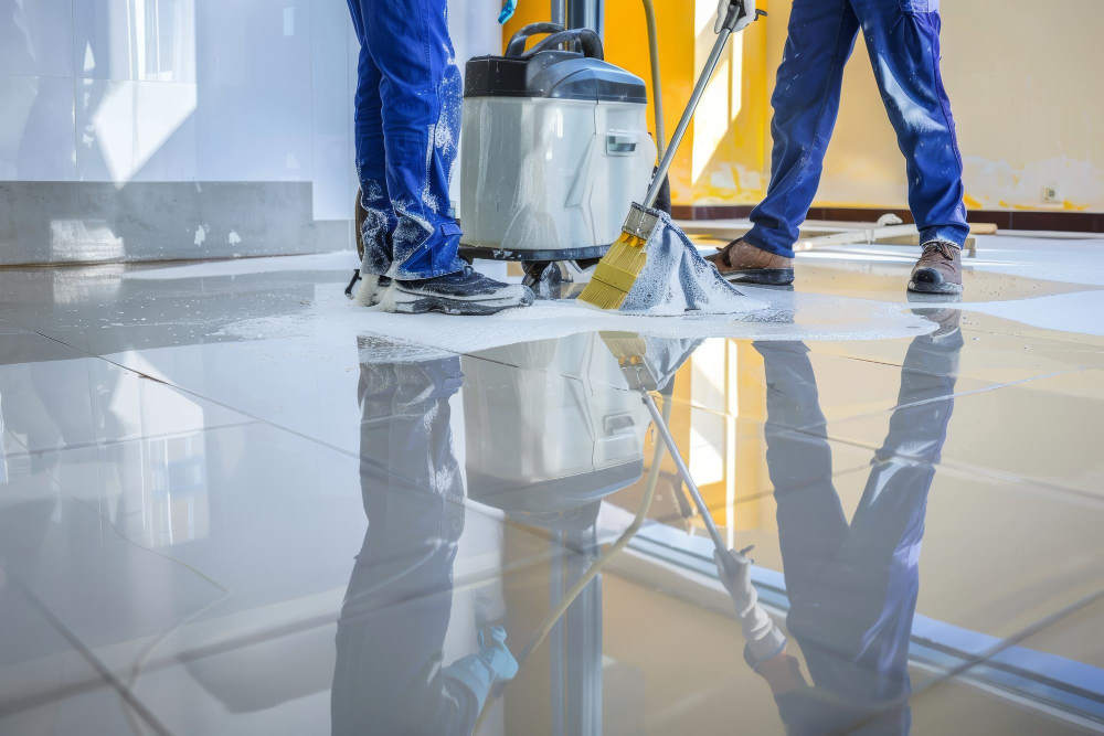 Industrial flooring for heavy machines in a manufacturing plant
