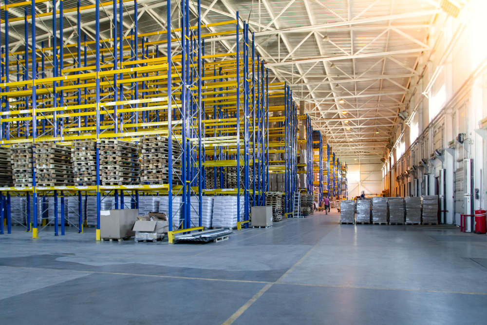 Factory flooring designed for forklift and material movement