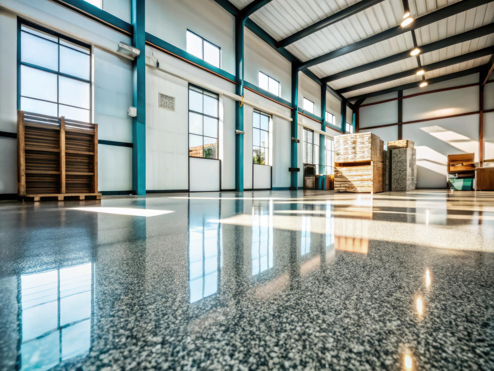 Warehouse flooring for storage racks and heavy material loads