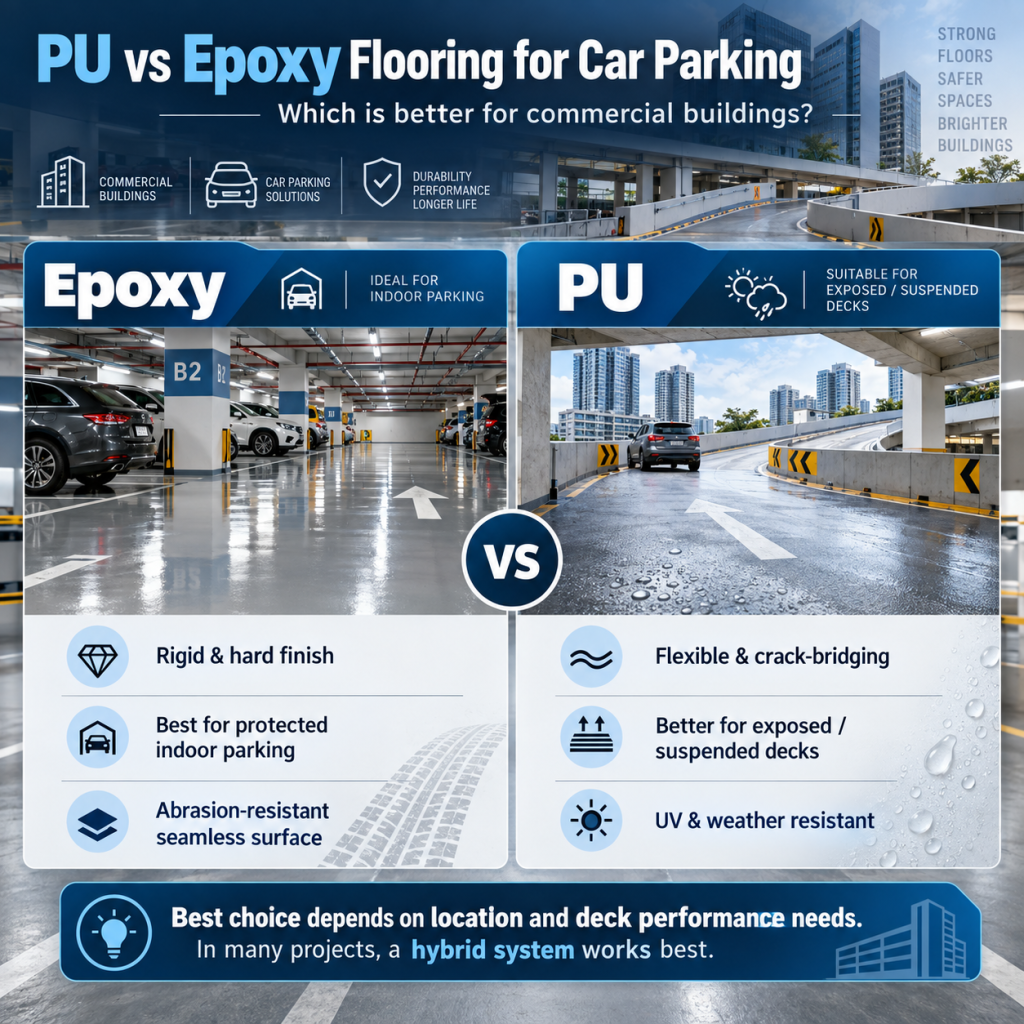 PU vs Epoxy Flooring for Car Parking: Which Is Better for Commercial Buildings